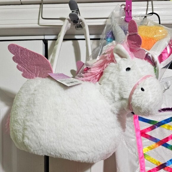 Rainbow Unicorn Costume Tail Dress Fairy Pretty Princess Treat Basket Halloween - Picture 4 of 7